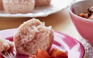 Photo: Steamed rice flour cakes (puto) with papaya compote