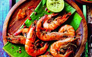 Photo: Curried Prawns with Cucumber Relish